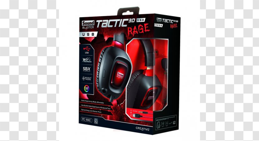 Headphones Creative Sound Blaster Tactic3D Rage V2.0 Labs Cards & Audio Adapters - Headset Transparent PNG