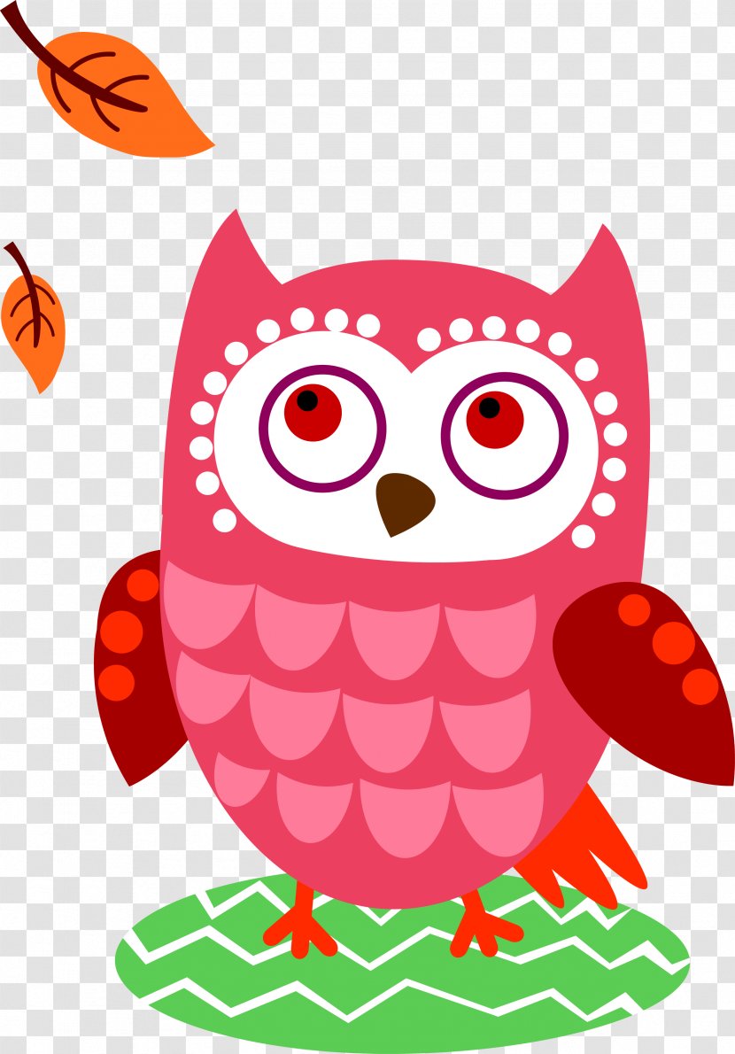 Owl Cartoon Clip Art - Bird Of Prey - Pink Vector Transparent PNG
