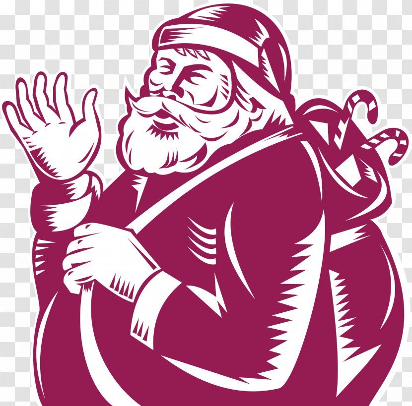 Santa Claus Woodcut Royalty-free Illustration - Watercolor - Vector Waved To Say Hello Transparent PNG