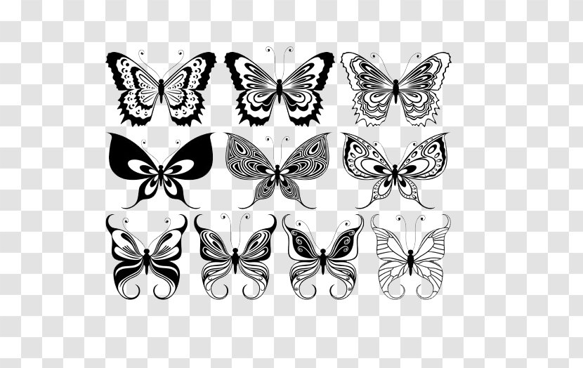 Butterfly Stencil Ornament Illustration - Monochrome Photography - Design Transparent PNG