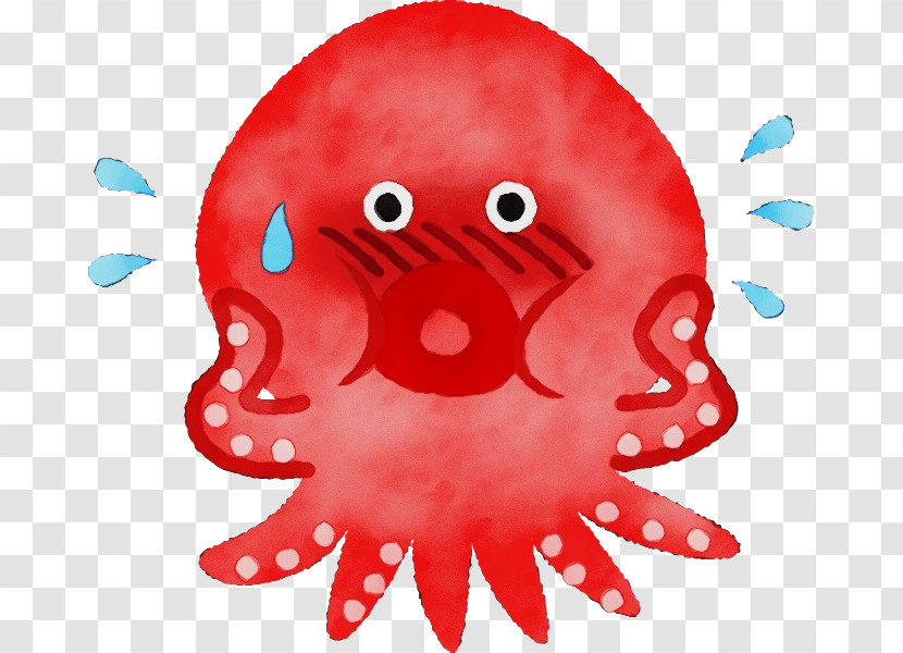 Octopus Giant Pacific Octopus Red Pink Cartoon Transparent PNG