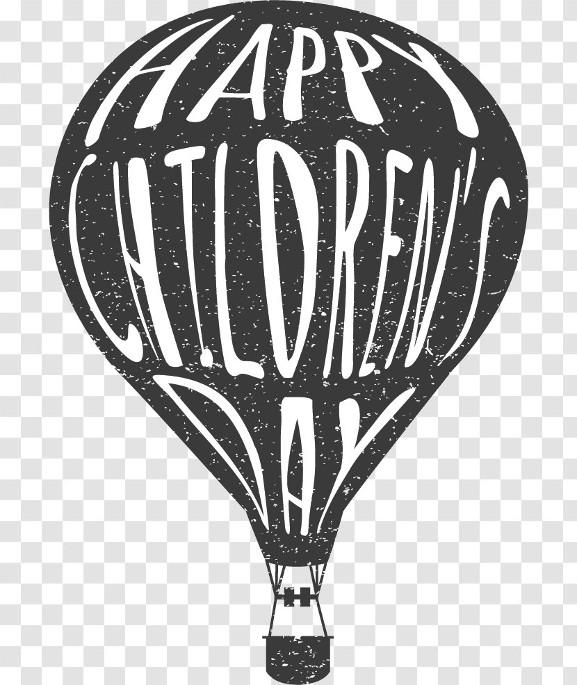 Monochrome Photography Hot Air Balloon Font - Black M - Happy Children Day Transparent PNG