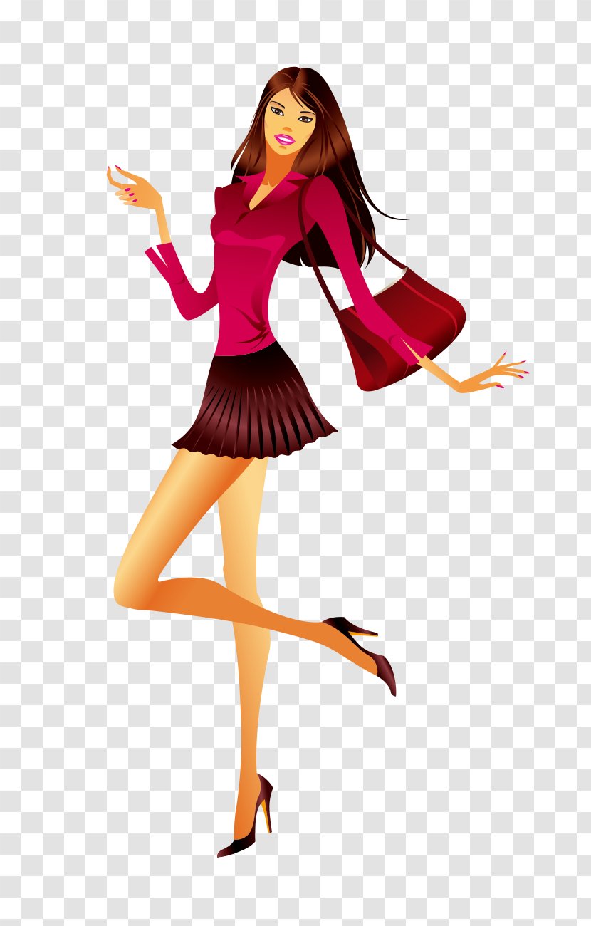 Cartoon Woman Fashion Illustration - Tree - Women Transparent PNG