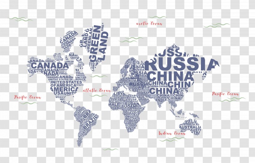 Globe World Map - Mercator Projection - Vector Creative English Letter Transparent PNG