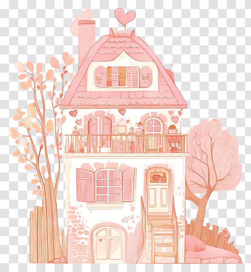Pink House - Charming Pink House Transparent PNG