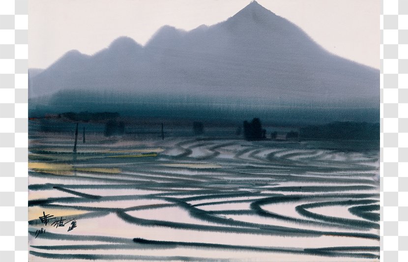 Taipei Fine Arts Museum Tamsui District Artist Ink Wash Painting - Art - Golden Paddy Field Transparent PNG