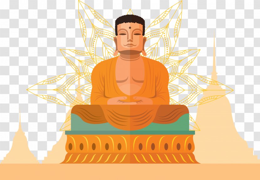 Buddhism Meditation Illustration - Gautama Buddha - Vector Transparent PNG