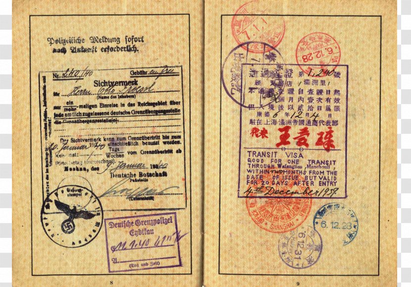 Passport Second World War China Germany Travel Visa Transparent PNG