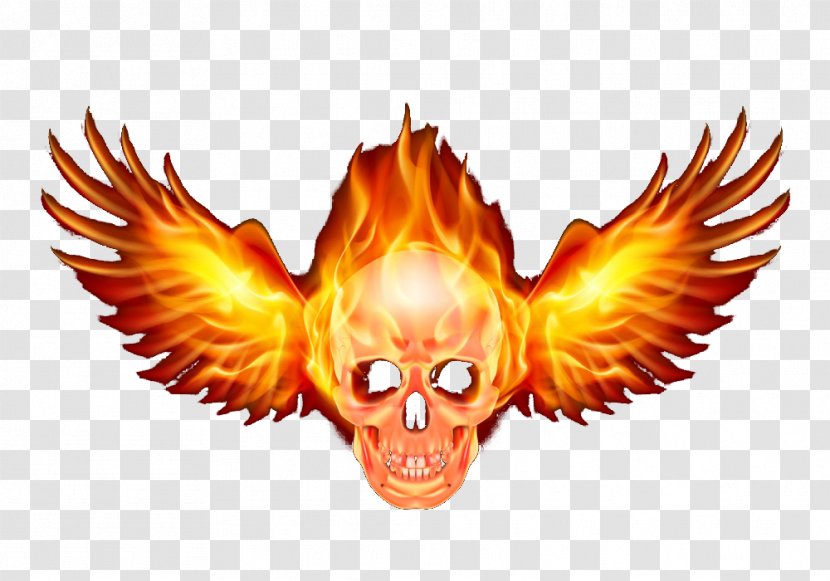 Flame Combustion Download - Pixel - Wings Skull Transparent PNG