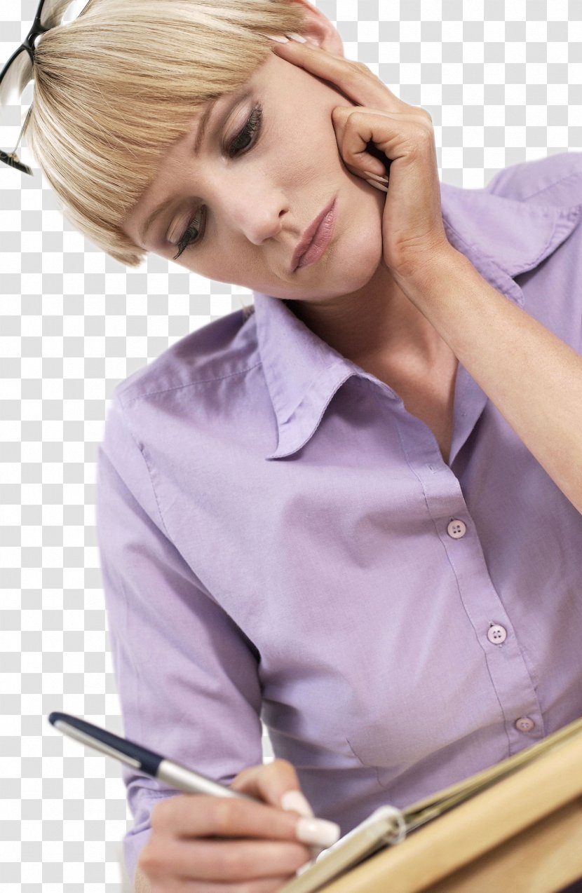 Model Blond Thought Woman - Tree - Thinking Transparent PNG