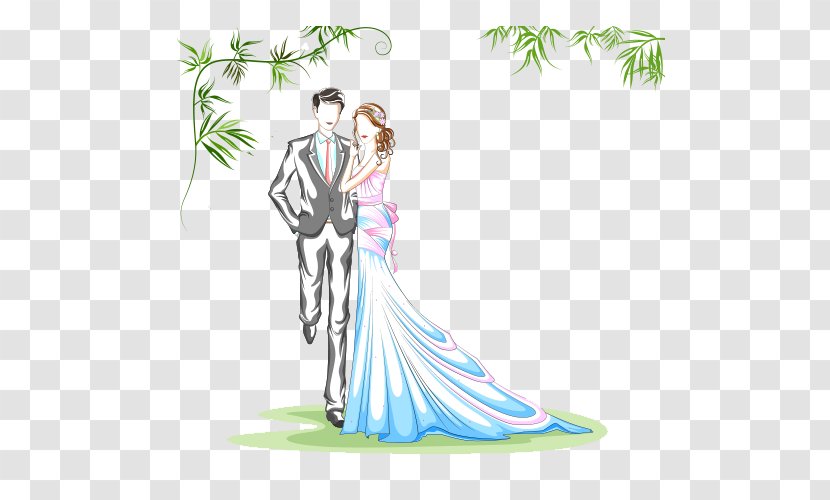 Wedding Photography Illustration - Fashion Design - Water Painted Couple Transparent PNG
