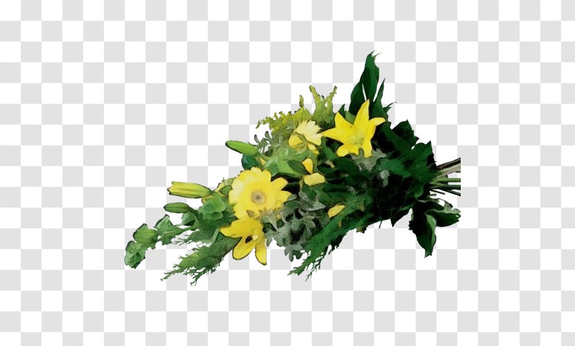 Flower Plant Yellow Bouquet Cut Flowers - Watercolor - Hypericum Leaf Transparent PNG