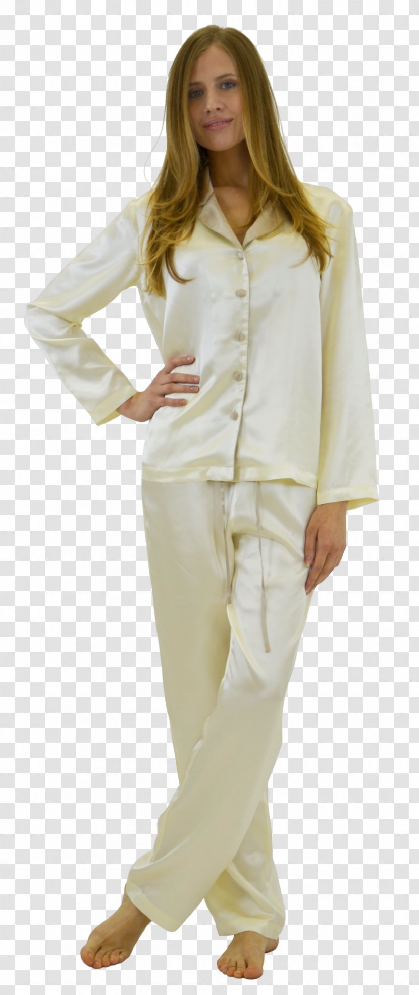 Robe Pajamas Slip Sleeve Silk - White - Satin Transparent PNG