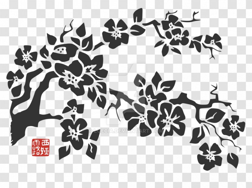 Stencil Art Illustration Image Papercutting - Botany - Cherry Blossom Transparent PNG
