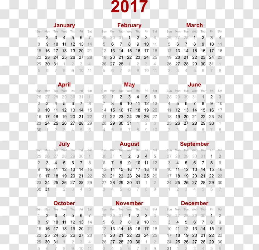 2017 Calendar 3 - Royalty Free - Memorial Day Transparent PNG