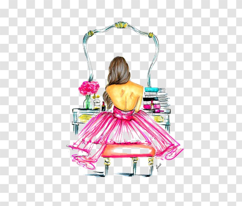 Fashion Sketchbook Drawing Illustration Illustrator - Flower - Woman Makeup Table Transparent PNG