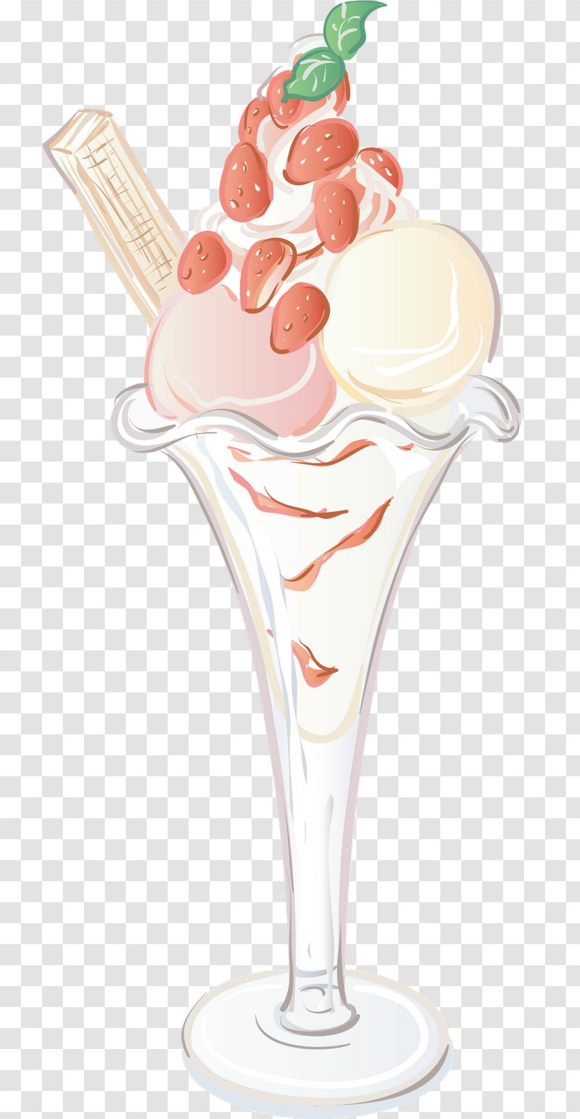 Ice Cream Cones Sundae Frozen Dessert Strawberry - Food Transparent PNG