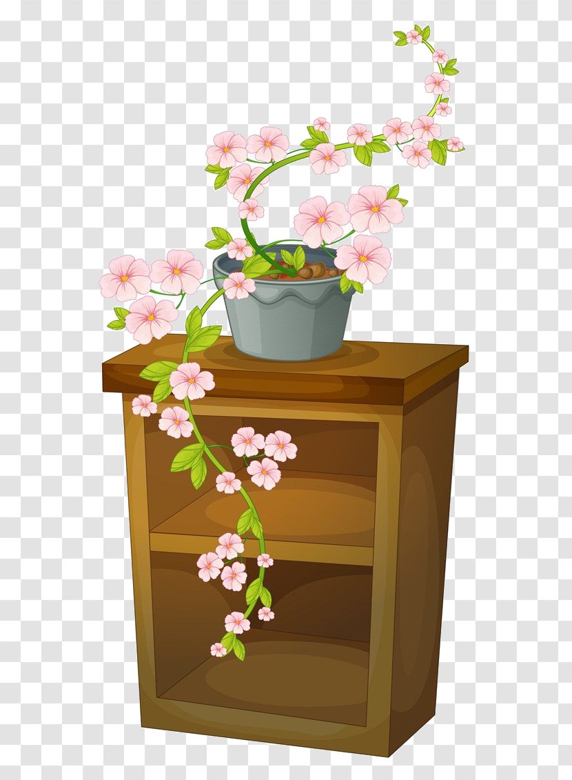 Euclidean Vector Flower Royalty-free Illustration - The Flowers On Cartoon Table Transparent PNG