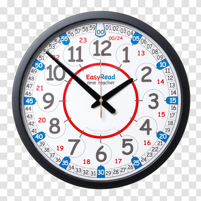 EasyRead Time Teacher Classroom Learning Clock - Easyread - Reading Transparent PNG