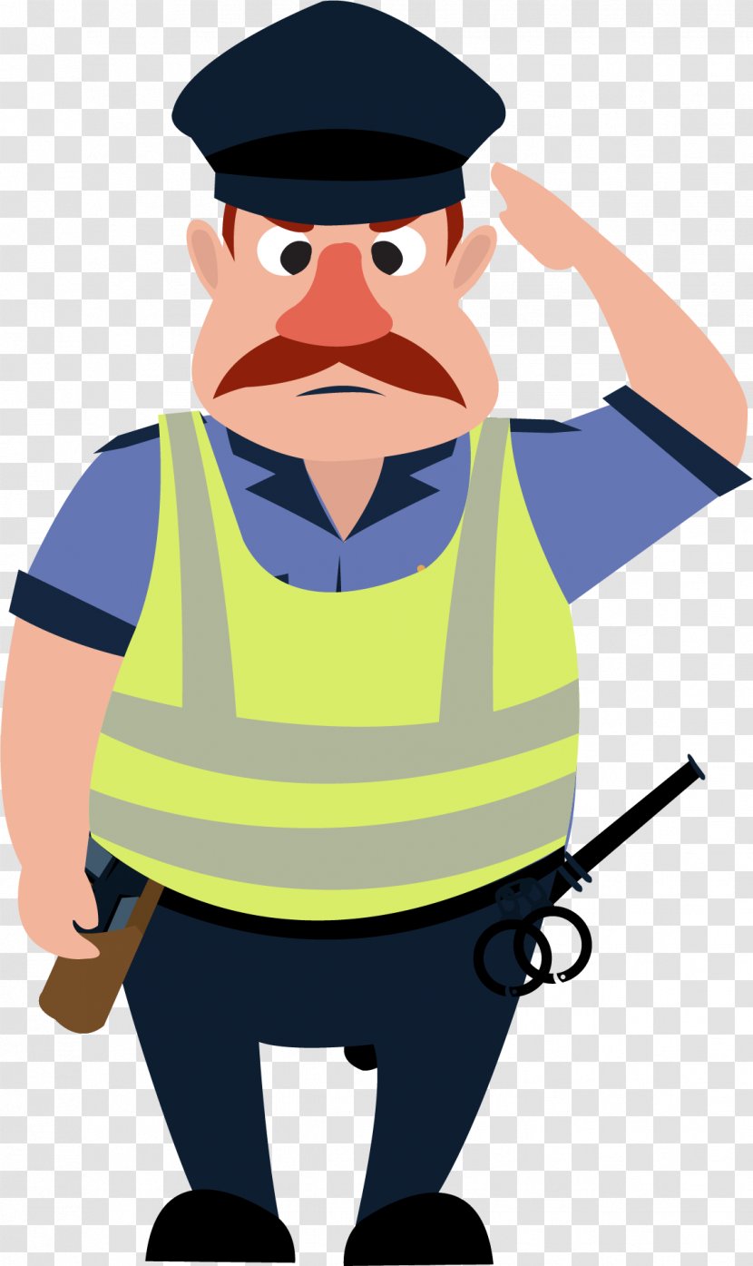 Salute Police Officer Security Guard Cartoon People's Of The Republic China - Lovely Traffic Cop Transparent PNG