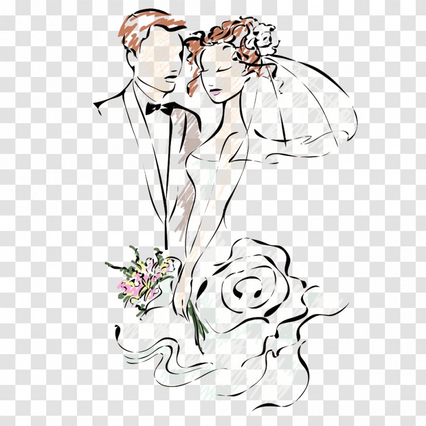 Wedding Cake Bridegroom - Flower - The Bride And Groom On A Nestled Transparent PNG