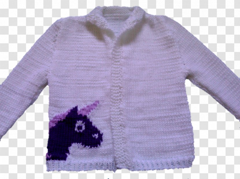 Cardigan Sleeve Bluza Wool Fur - Violet - Unicorn Pattern Transparent PNG