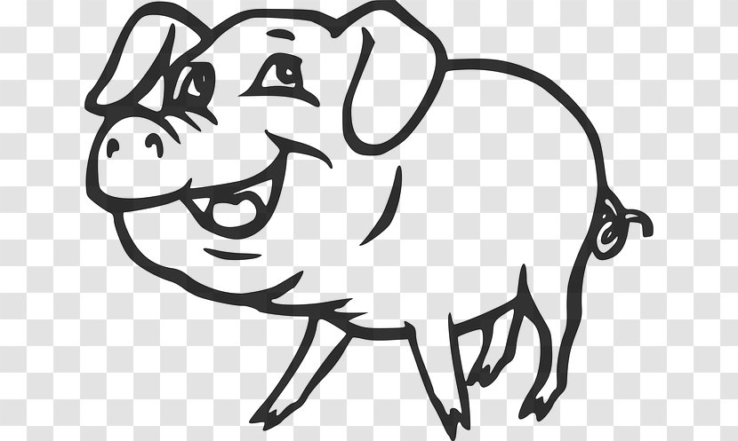 Large White Pig Clip Art - Cartoon - 3 Pigs Transparent PNG