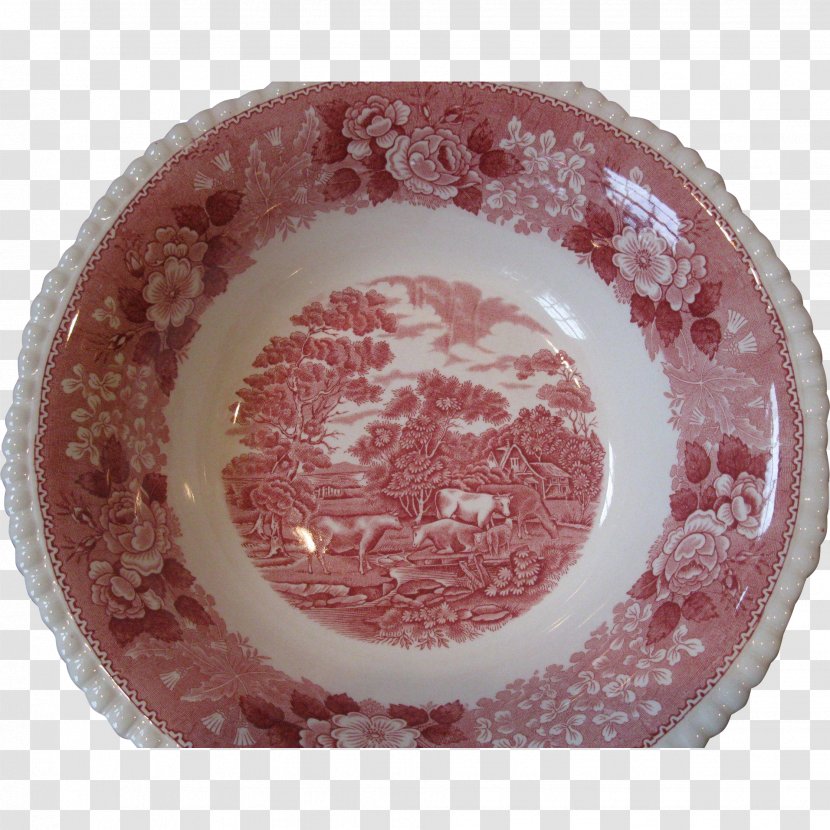 Staffordshire Plate Porcelain Transferware Ironstone China - Platter - Cranberry Red Transparent PNG