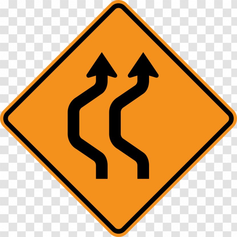 Reverse Curve Traffic Sign Lane Road - Roadworks Transparent PNG
