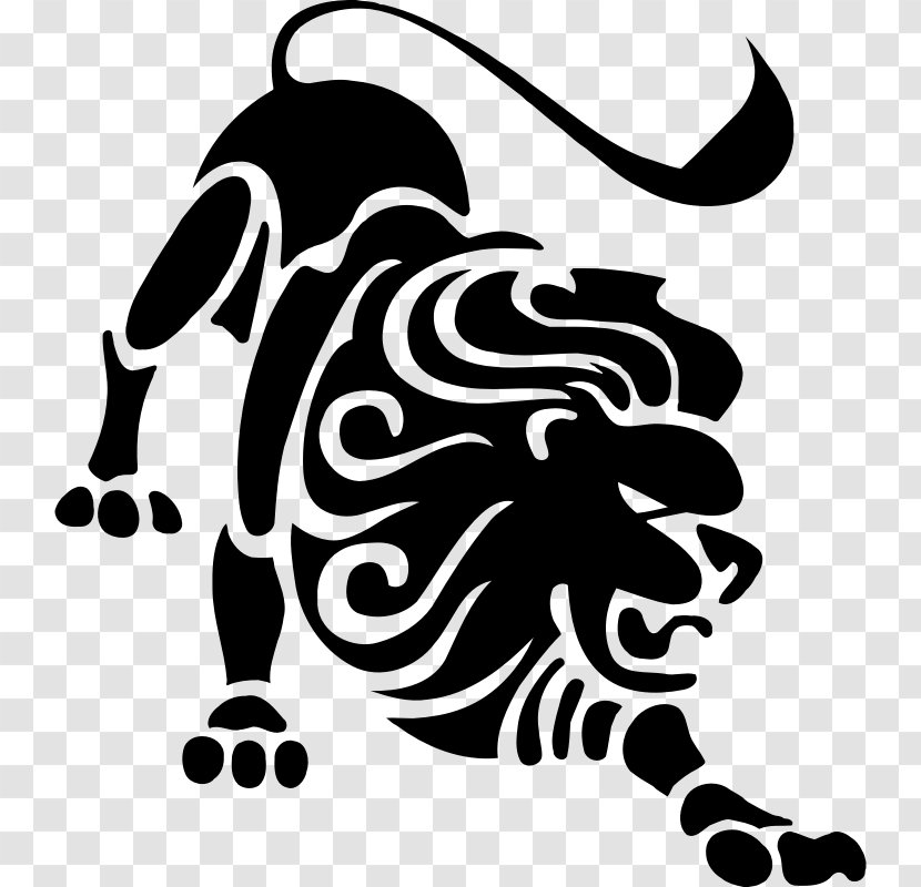 Leo Astrological Sign Zodiac - Monochrome - Picture Transparent PNG