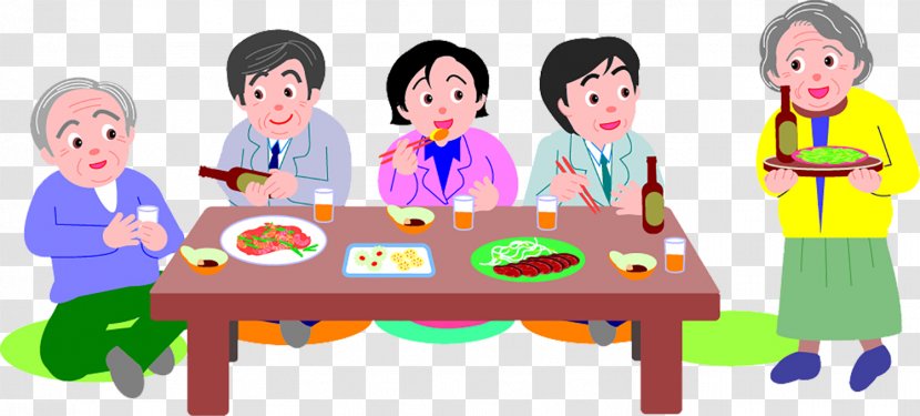 FamilyMart Cartoon Illustration - Eating - Farewell Party Transparent PNG