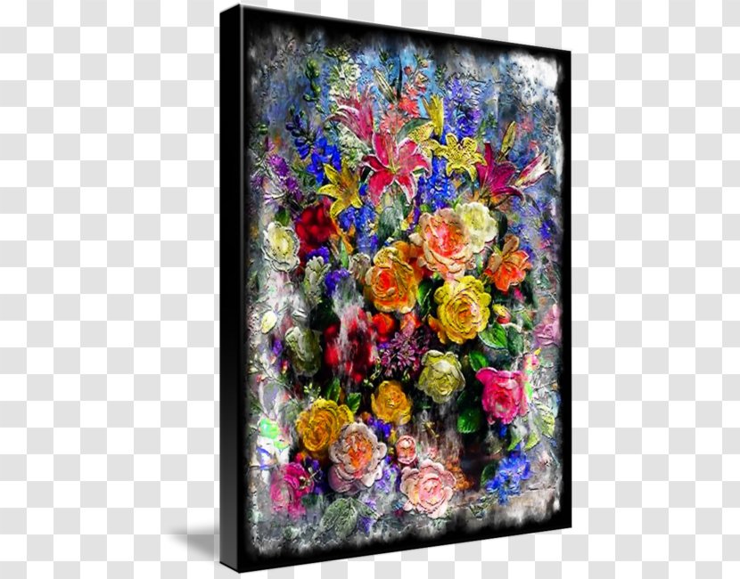 Floral Design Cut Flowers Flower Bouquet Acrylic Paint - Frame - Abstract Digital Transparent PNG