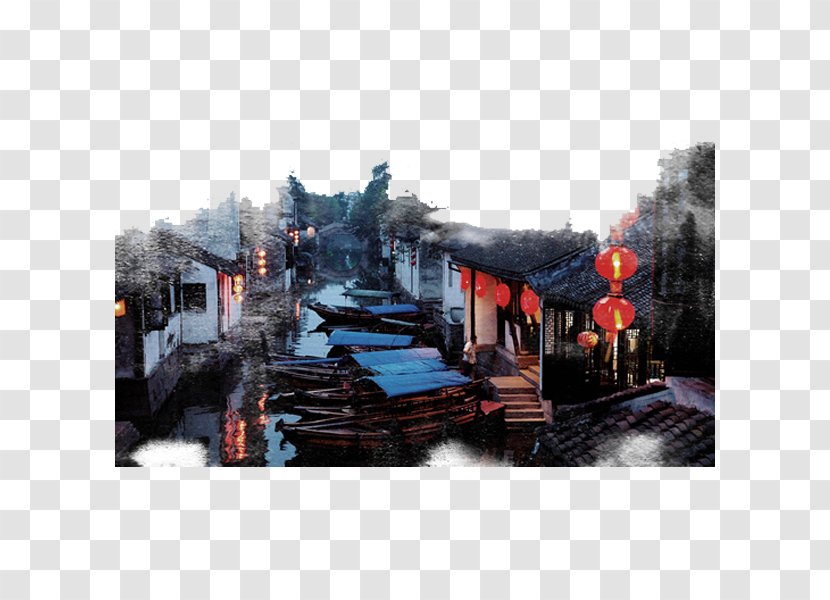 Zhouzhuang Pudong Zhujiajiao Nanxun District Xitang - Hand-painted Town Transparent PNG