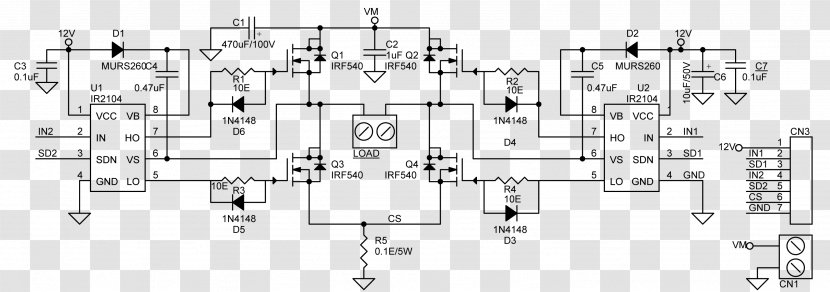 H Bridge Motor Controller Electronic Circuit Wiring Diagram - Dc - Driver Transparent PNG