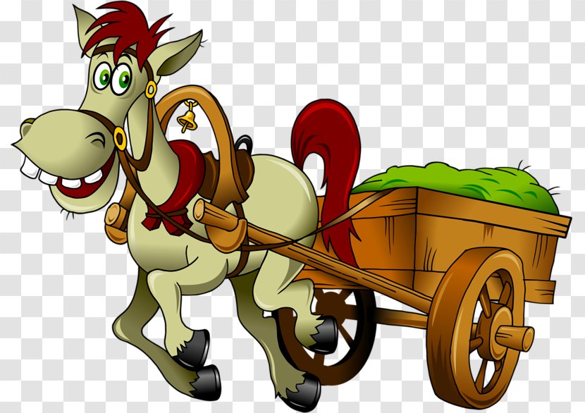 Horse-drawn Vehicle Cart Clip Art - Horse Like Mammal - Drag Grass Donkey Transparent PNG