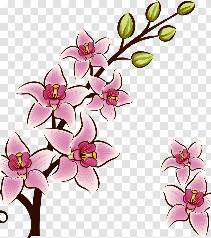 Drawing Flower Euclidean Vector Illustration - Plant Stem - Hand-painted Lily Material Transparent PNG