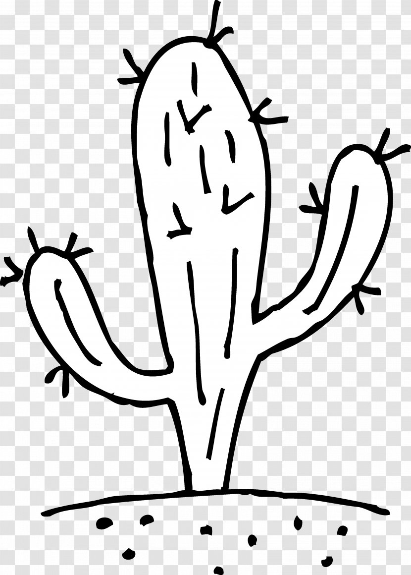 Cactaceae Black And White Saguaro Clip Art - Cartoon - Cactus Pictures For Kids Transparent PNG