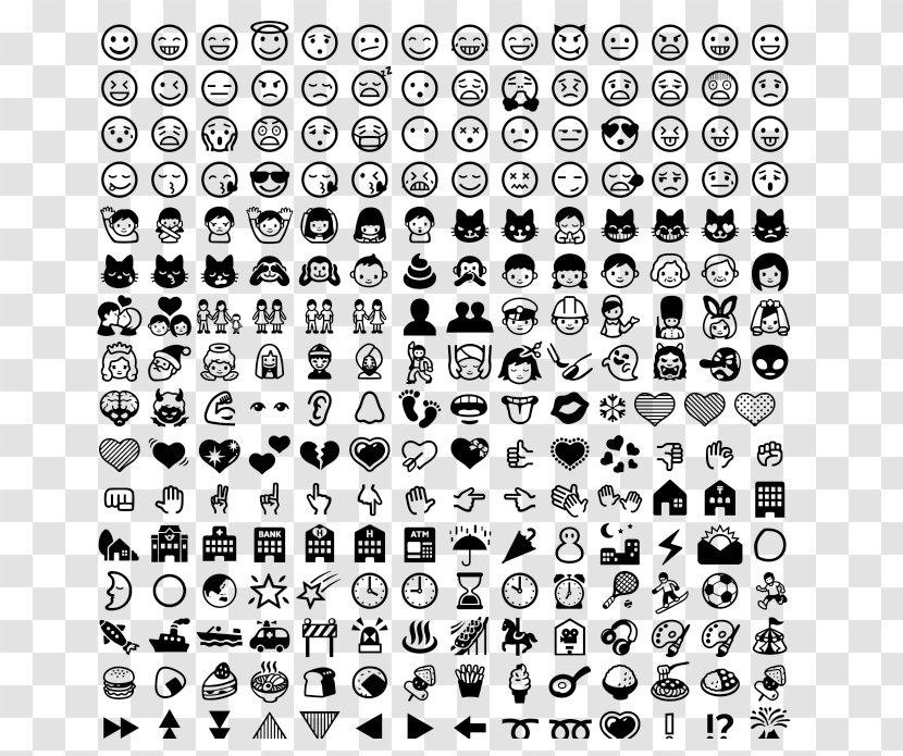 Emoji Emoticon Black And White Smiley Font Transparent PNG