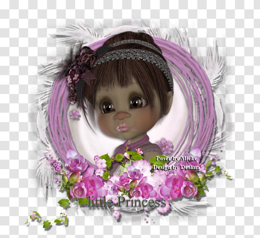 Artificial Flower Brown Hair Poseur Doll - Permission Transparent PNG