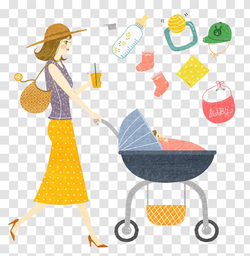 Baby Food Mother Transport Clip Art - Child - Pushing The Carriage Transparent PNG