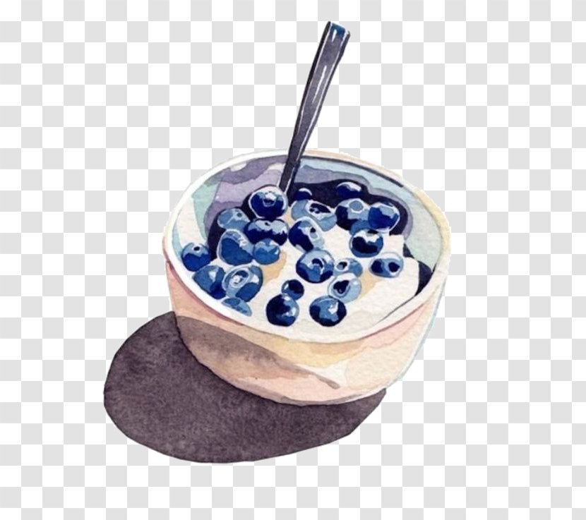 Full Breakfast Pretzel Watercolor Painting Illustration - Hand-painted Blueberry Ice Cream Transparent PNG