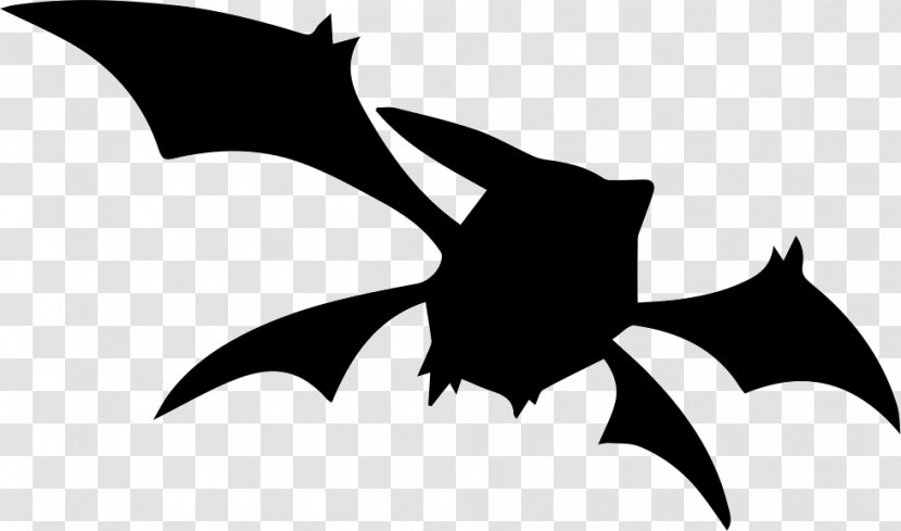 Bat Cartoon - Blackandwhite - Stencil Transparent PNG