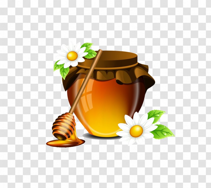 Bee Honeycomb Jar - Cartoon - Honey Transparent PNG