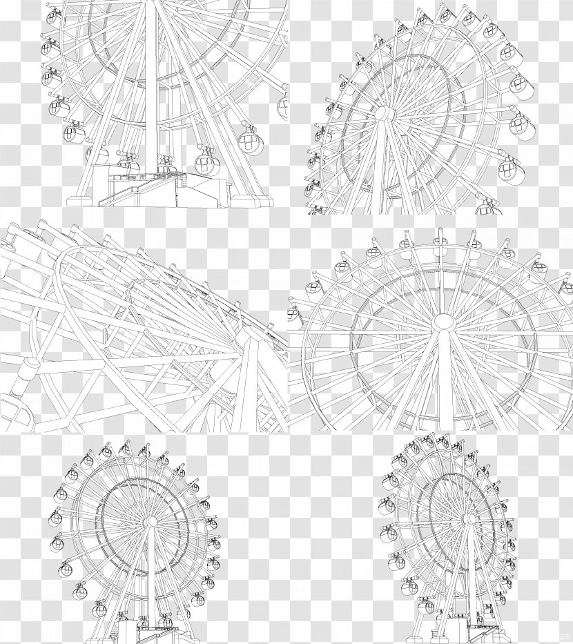 Line Art Drawing Circle Architecture - Doily - Ferries Wheel Transparent PNG