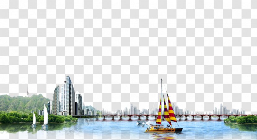 The Iron Bridge Advertising Building - Packaging And Labeling - City Sailing Background Material Transparent PNG