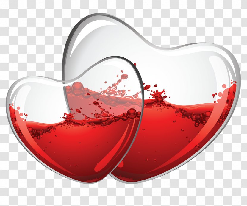 Red Wine Glass Hearts Clip Art - бамбук Transparent PNG
