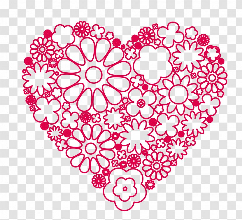 Marriage - Frame - Vector Hand-painted Small Flowers Grouped Into Hearts Transparent PNG