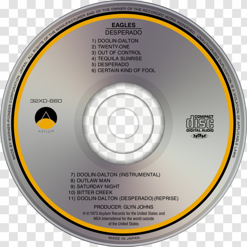 Compact Disc Desperado Album Eagles AC/DC - Silhouette Transparent PNG