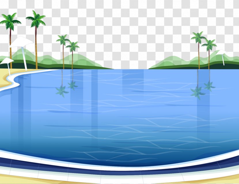 Beach Color Sea Illustration - Fukei - Vector Palm Seaside Landscape Transparent PNG