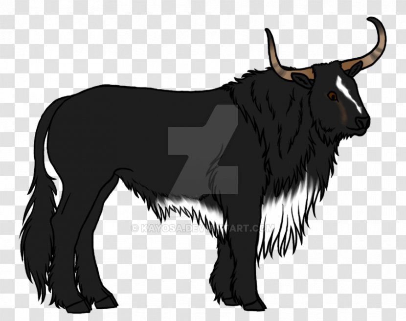 Domestic Yak Cattle Ox Illustration Wildlife - Horn - Black And White Cow Name Breed Transparent PNG